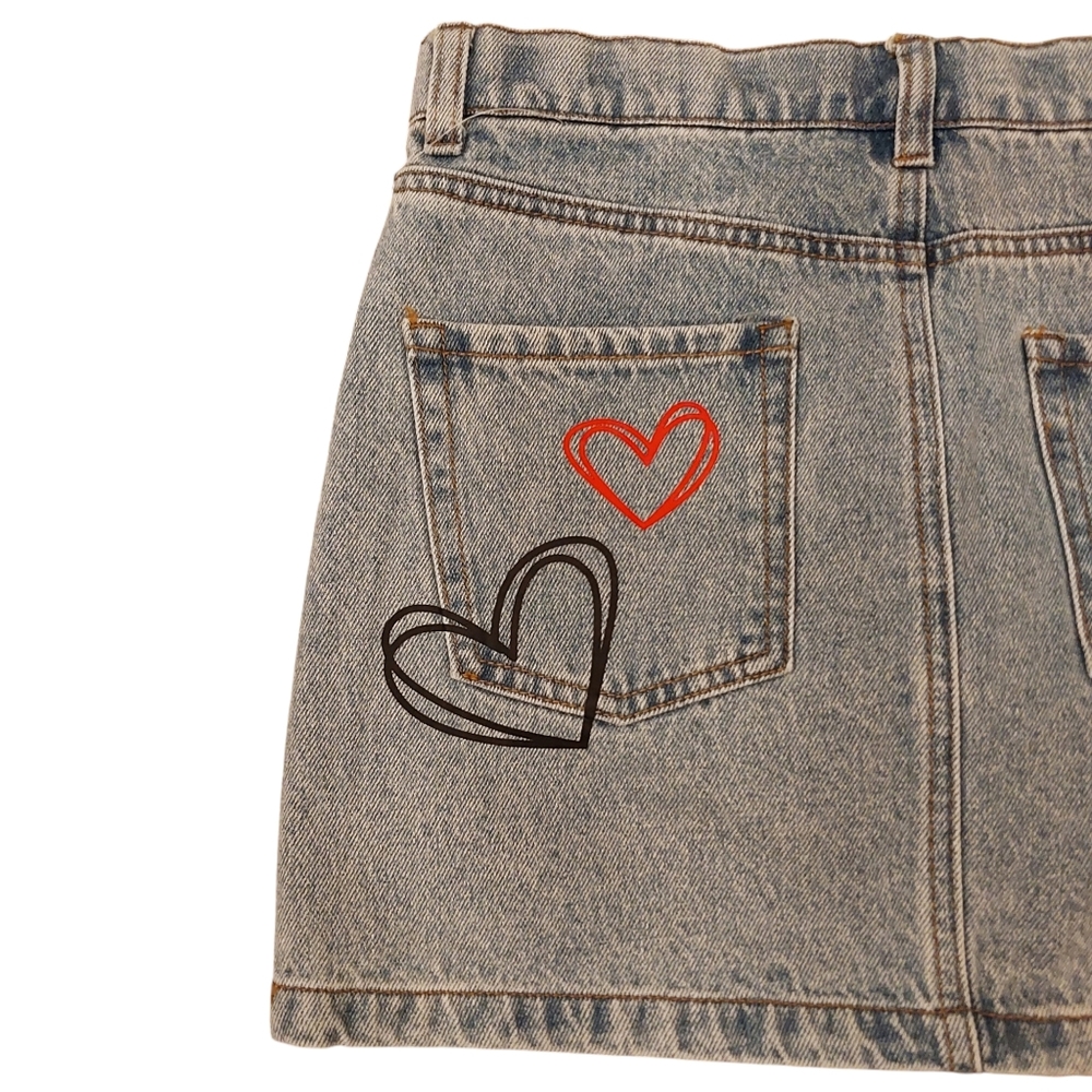 Forever 21 Girls Blue Jean Shorts - Size 13/14, Hearts & Cherries Design - Picture 7 of 7